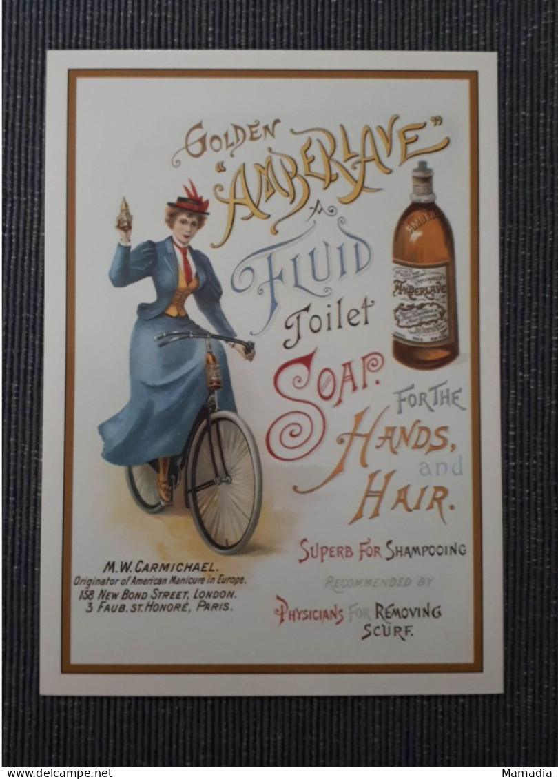 CARTE POSTALE PUBLICITE CYCLE VELO GOLDEN AMBERLAVE SAVON MAINS SHAMPOOING - Other & Unclassified