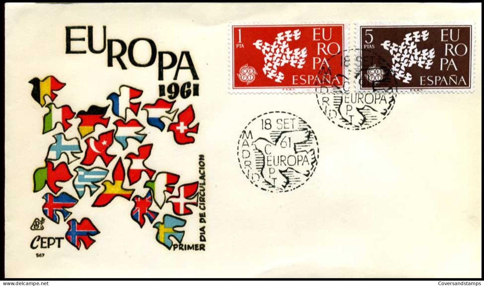  Spanje - FDC - Europa CEPT 1961 - 1961