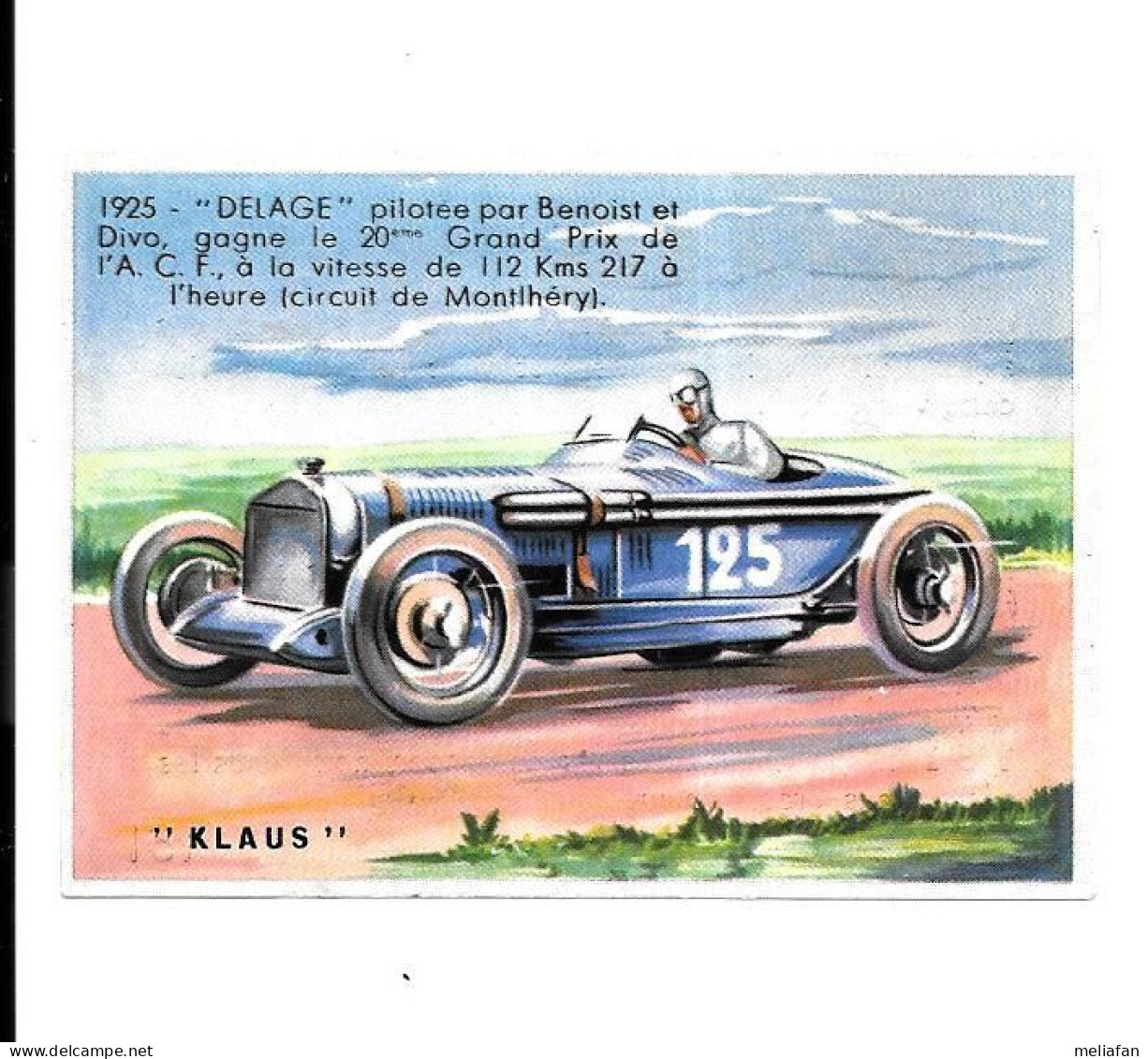 DX34 - CHROMO CHOCOLAT KLAUS - GRAND PRIX DE L'ACF MONTLHERY - DELAGE - ROBERT BENOIST -  ALBERT DIVO - Other & Unclassified