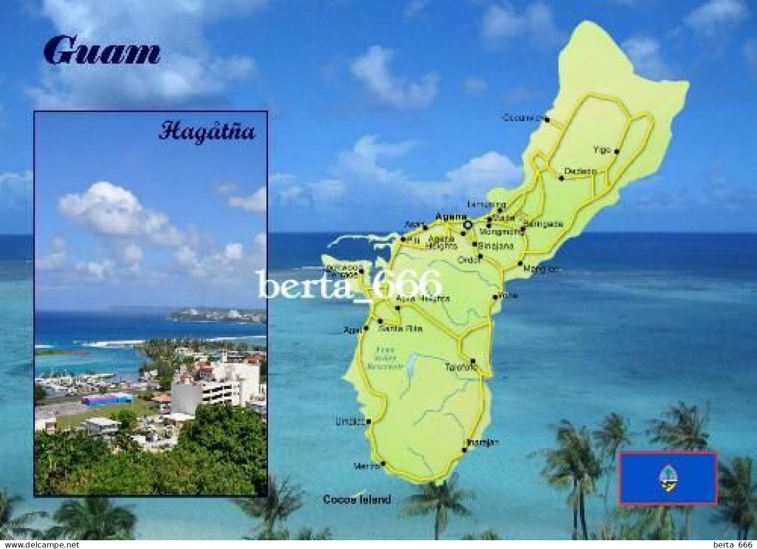 Guam Map New Postcard * Carte Geographique * Landkarte - Guam
