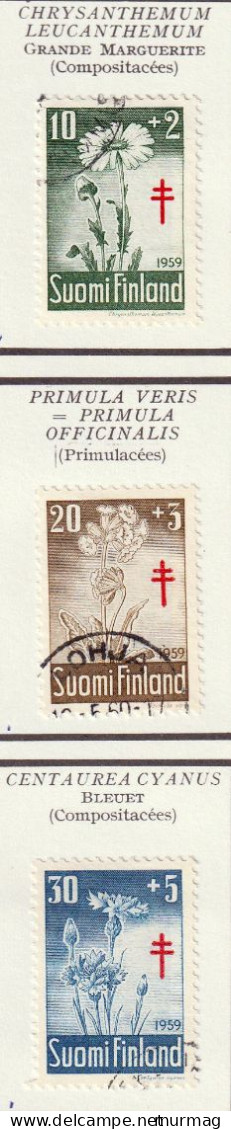 FINLANDE - Fleurs, Grande Marguerite, Primevère, Bleuet - Y&T N° 509-511 - 1959 - Oblitérés - Used Stamps