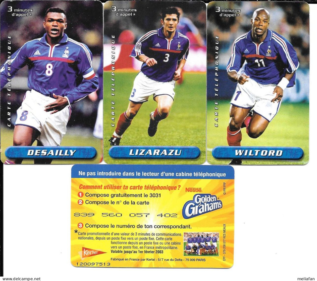 AG55 - CARTES TELEPHONE GOLDEN GRAHAM - EQUIPE DE FRANCE DE FOOTBALL - DESAILLY - WILTORD - LIZARAZU - Andere & Zonder Classificatie