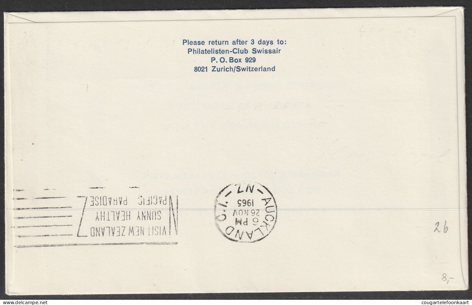 1965, BOAC, Erstflug, Liechtenstein - Auckland - Air Post