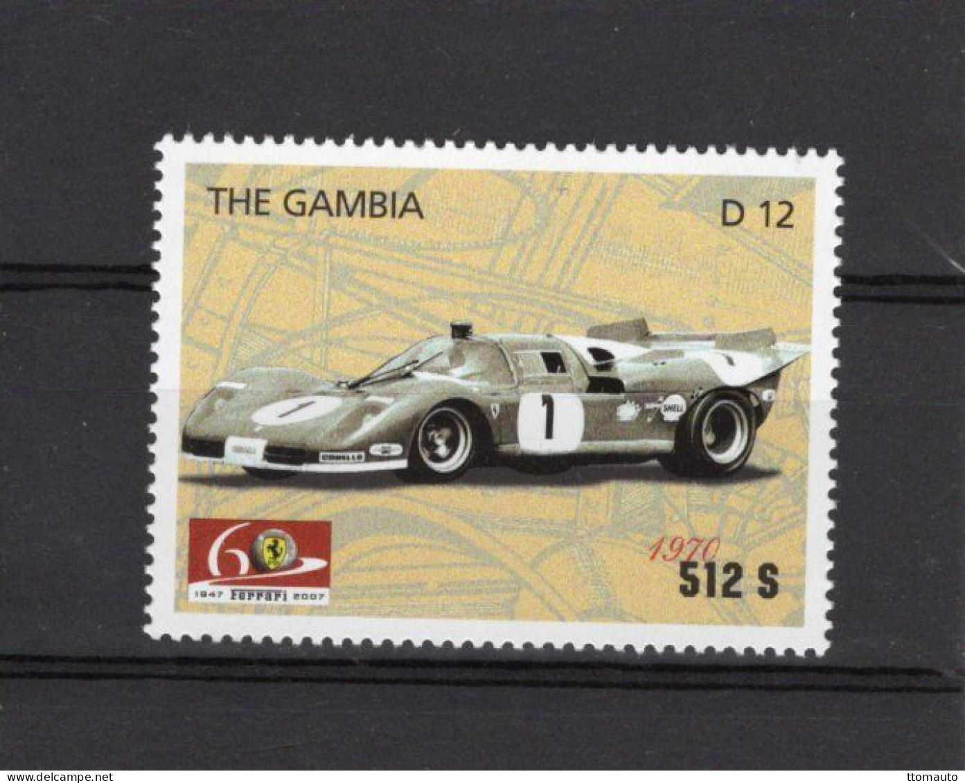 The Gambia  -  Ferrari Voitures De Course  -  Ferrari 512S (1970)  -  1v Timbre Neuf/Mint/MNH - Automobile