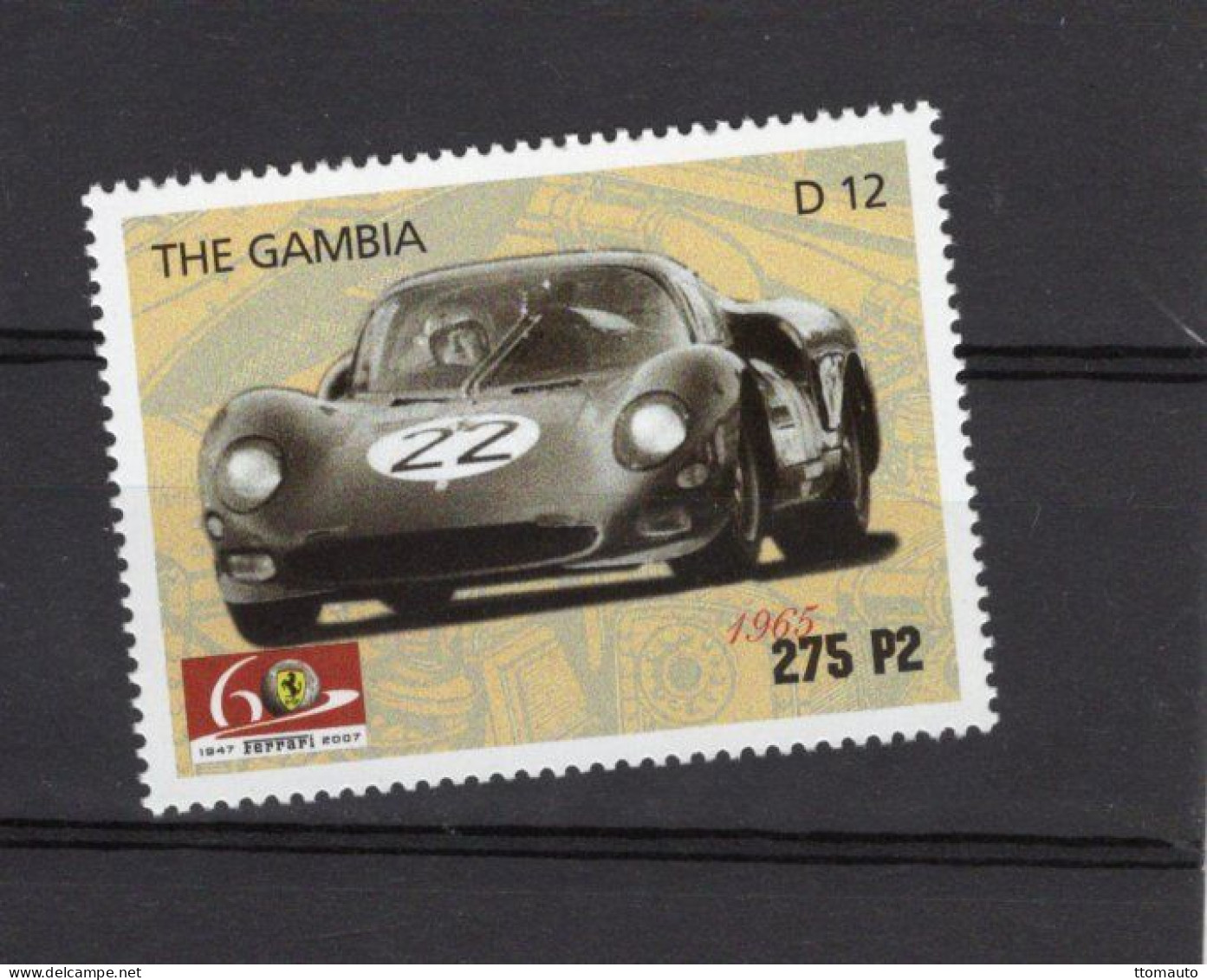 The Gambia  -  Ferrari Voitures De Course  -  Ferrari 275 P2 (1965)  -  1v Timbre Neuf/Mint/MNH - Cars