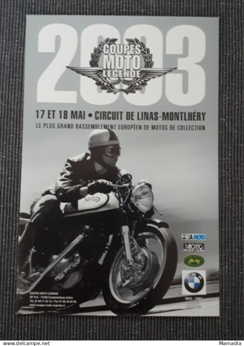 CARTE POSTALE PUB MOTO ANCIENNE OLD MOTORCYCL COUPES MOTO LEGENDE 2003 MONTLHERY - Motorbikes