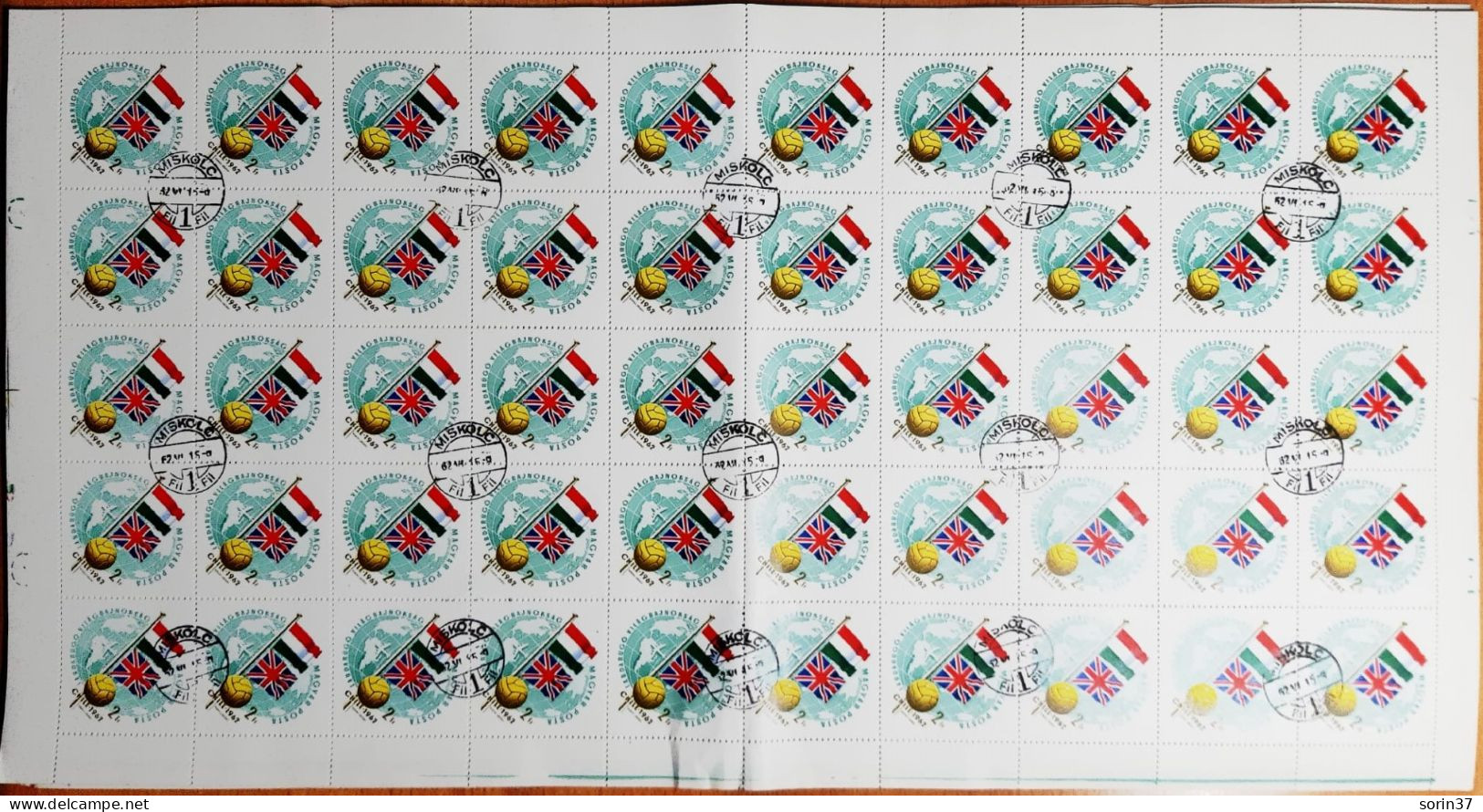 Hungria Pliego 50 Sellos Año 1962  Usado C.M. Futbol  Chile - Used Stamps