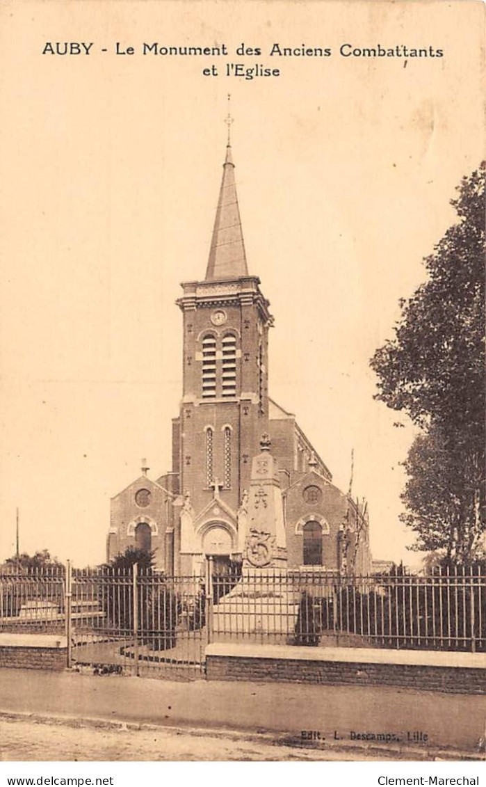 AUBY - Le Monument Des Anciens Combattants Et L'Eglise - Très Bon état - Auby