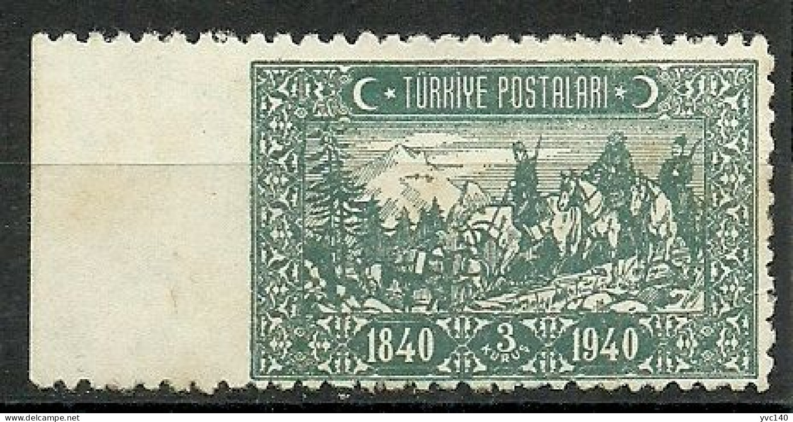 Turkey; 1940 100th Anniv. Of The Post 3 K. "Imperf. Edge" ERROR - Unused Stamps