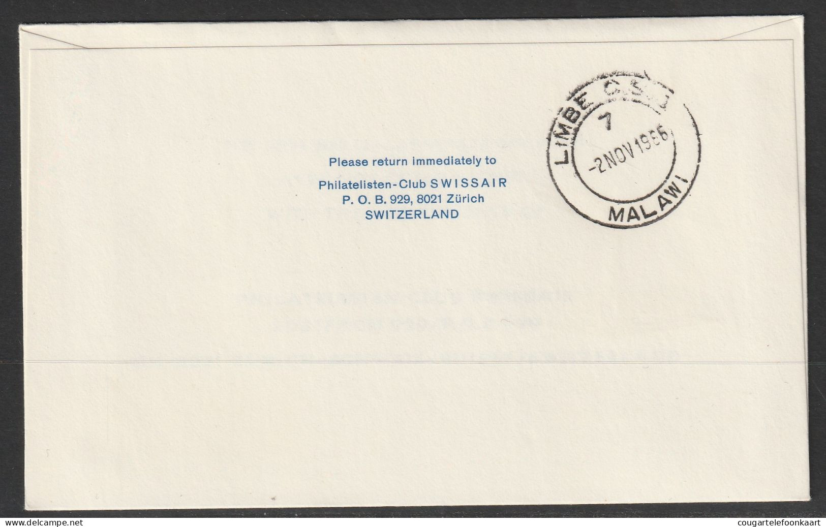 1966, BOAC, Erstflug, Liechtenstein - Blantyre Malawi - Poste Aérienne