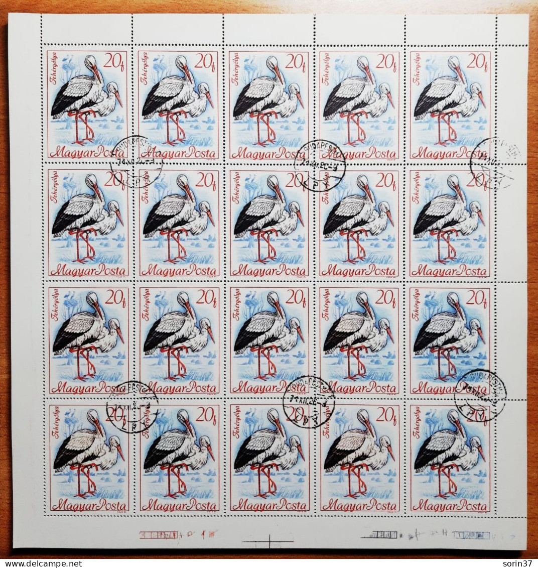 Hungria Pliego 20 Sellos Año 1968  Usado Aves - Used Stamps