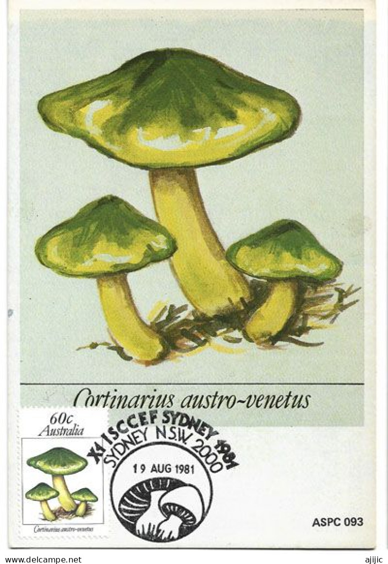 AUSTRALIE. Champignon: "la Tête-de-peau Verte",non Comestible,contient Des Toxines Mortelles.CARTE MAXIMUM - Pilze