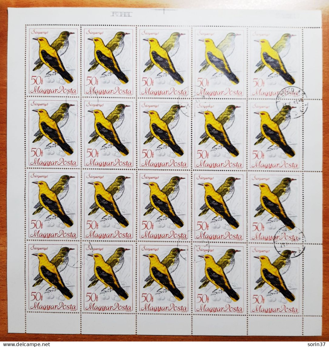 Hungria Pliego 20 Sellos Año 1968  Usado Aves - Used Stamps