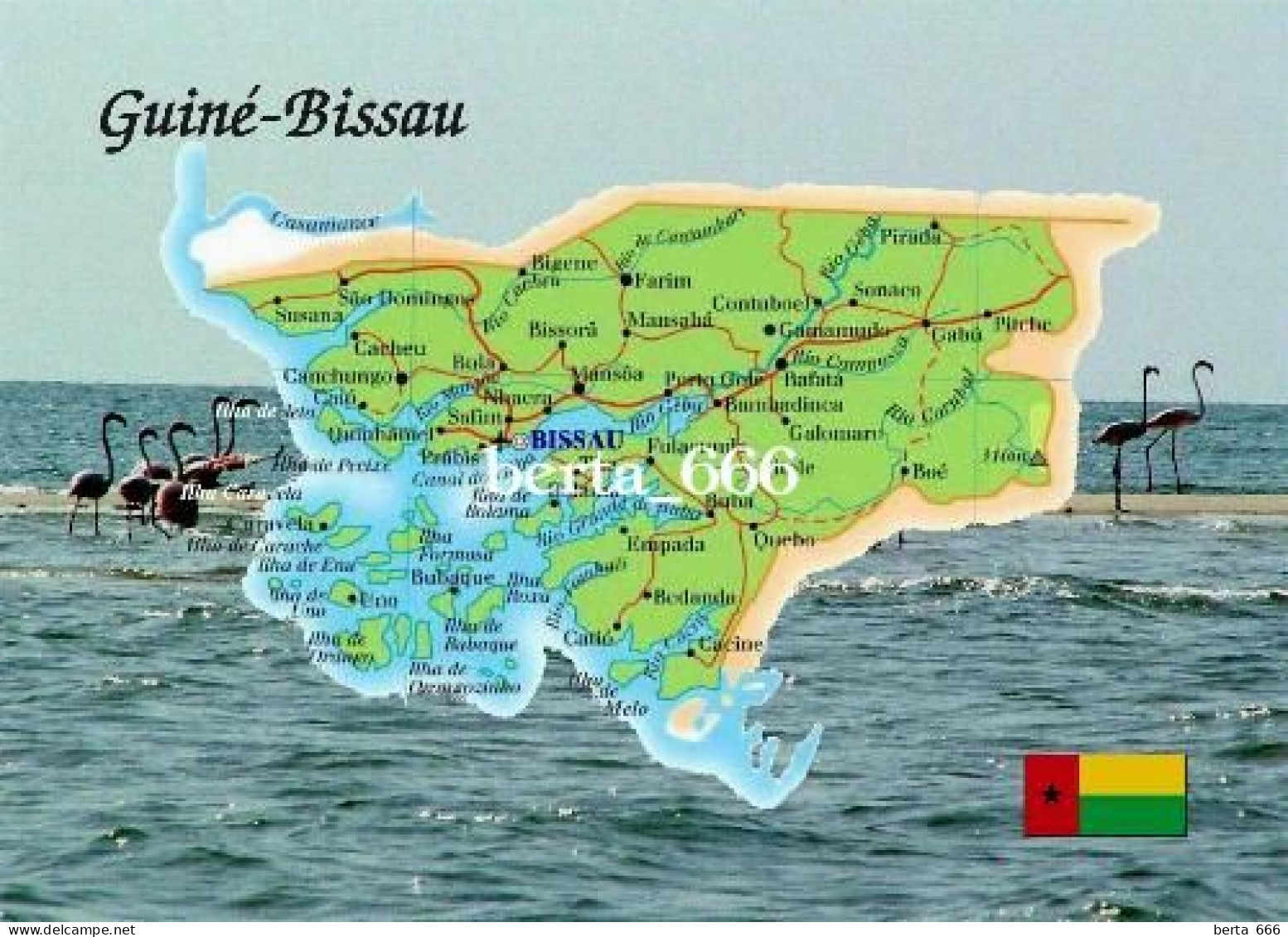 Guinea-Bissau Country Map New Postcard * Carte Geographique * Landkarte - Guinea-Bissau