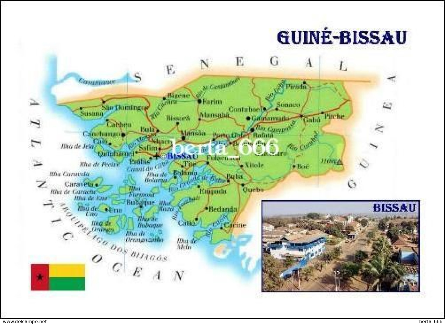 Guinea-Bissau Country Map New Postcard * Carte Geographique * Landkarte - Guinea-Bissau