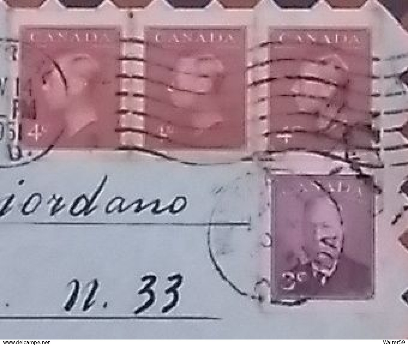 1951 Canada Lettre De Montreal Expedie Vers L'Italie Timbres Par Carnet 3scans - Postgeschichte