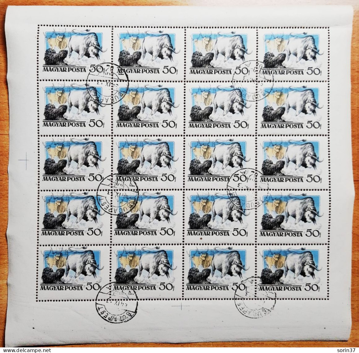 Hungria Pliego 20 Sellos Año 1956 Usado Fauna Toros Y Peros - Used Stamps