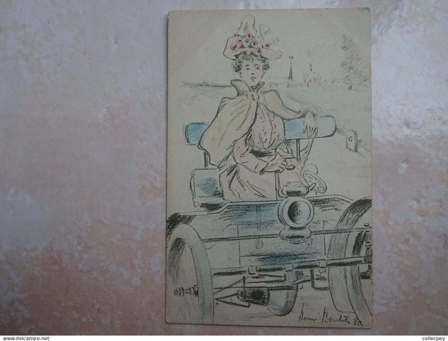 CPA Illustrateur Henri BOUTET Femme Conduisant Une Voiture - Boutet