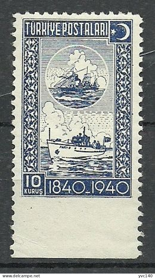 Turkey; 1940 100th Anniv. Of The Post 10 K. "Imperf. Edge" ERROR MNH** - Unused Stamps