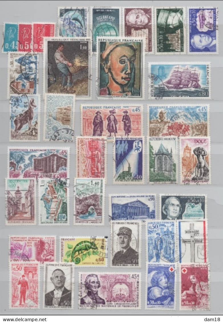 FRANCE 35 TIMBRES OBLITERES TOUS DE L'ANNEE 1971 - Gebraucht