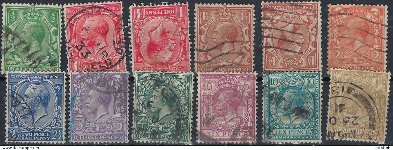 GB 1924 GV Definitives Wmk: Block Cypher 10 Values + 2 Inverted Watermarks Used - Oblitérés