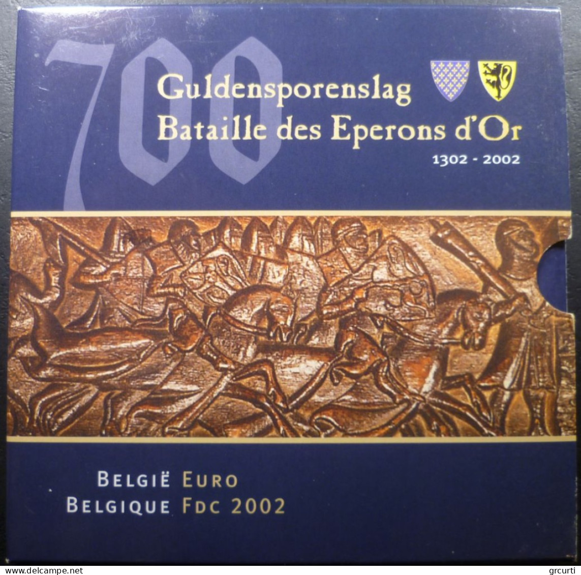 Belgio 2002 - Serie zecca 8 valori - 700° battaglia dello Sperone d'oro (con medaglia)