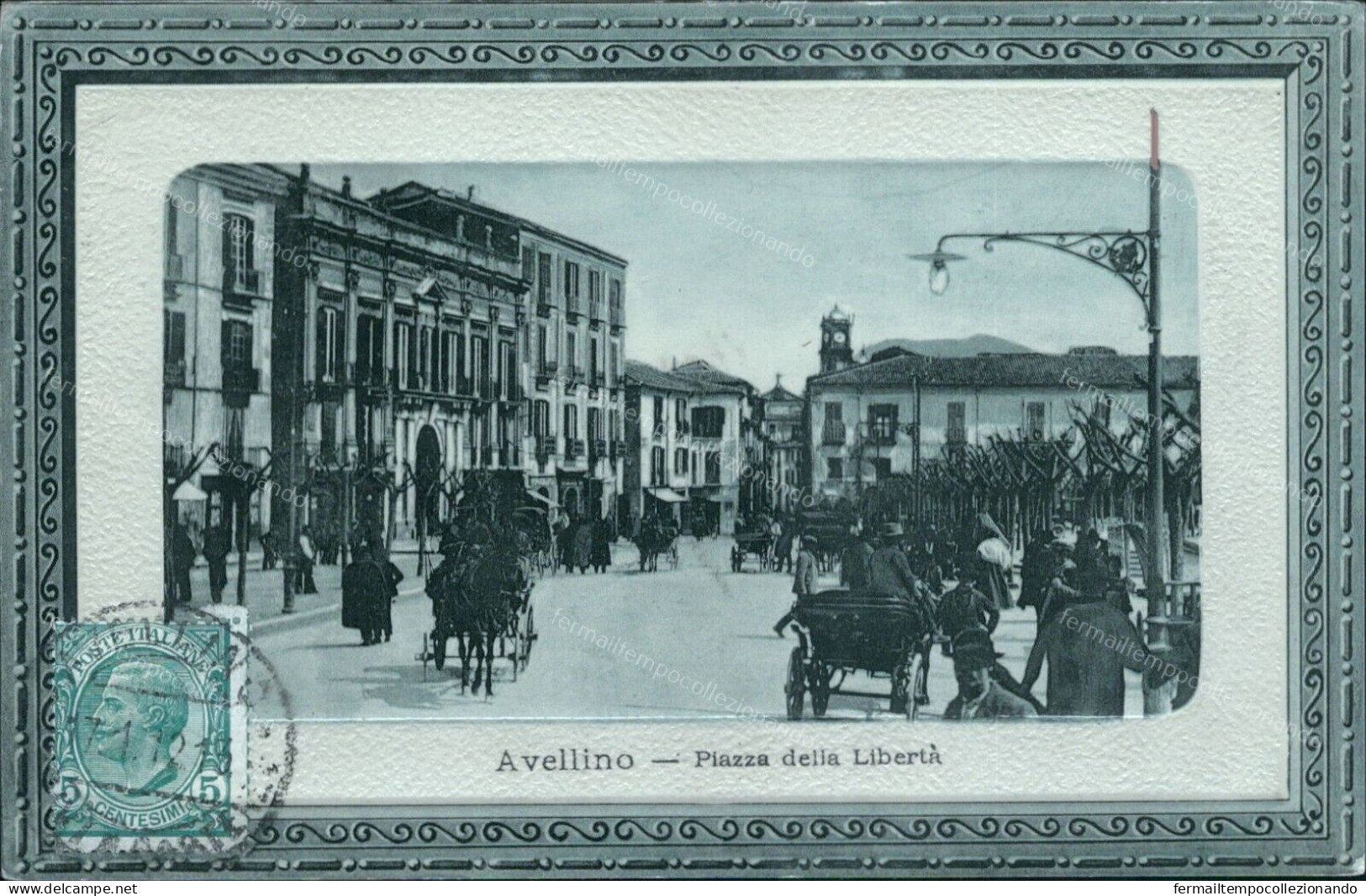 Cp90 Cartolina A Rilievo Avellino Citta' Piazza Della Liberta' Campania 1913 - Avellino