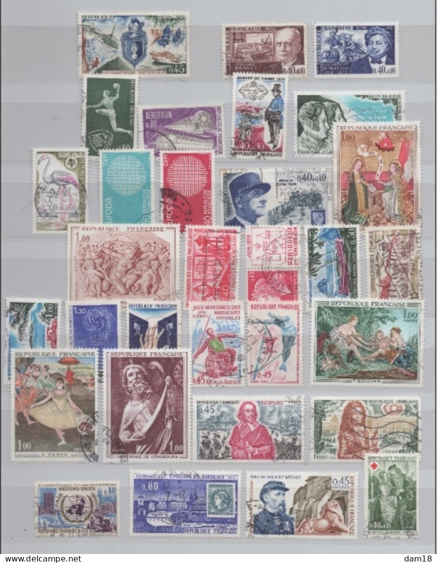 FRANCE LOT DE 31 TIMBRES OBLITERES TOUS DE L'ANNEE 1970 - Used Stamps