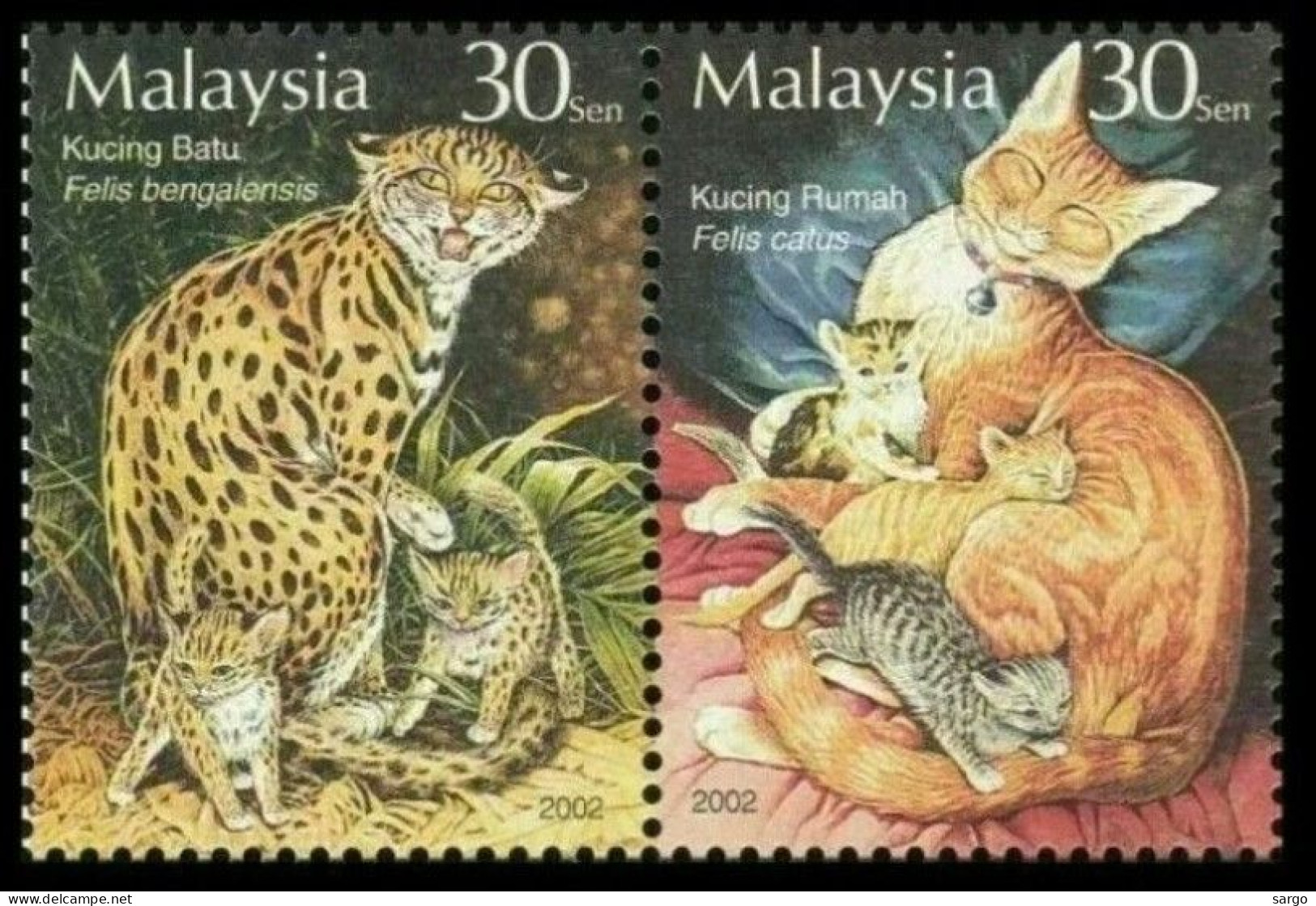 MALAYSIA - 2002 - FAUNA - ANIMALS -  CAT - CATS - GATTI - 2 V - MNH - - Chats Domestiques