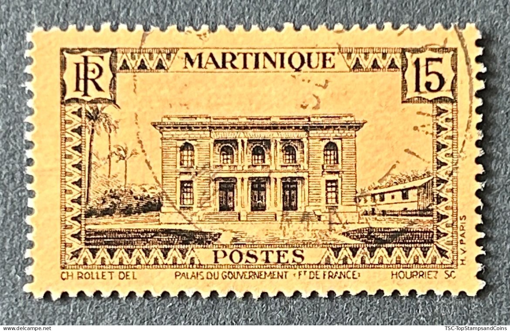 FRMAR0138U  - Local Motives - Palais Du Gouvernement -  15 C Used Stamp - Martinique 1933 -  YT FR-MAR 138 - Oblitérés