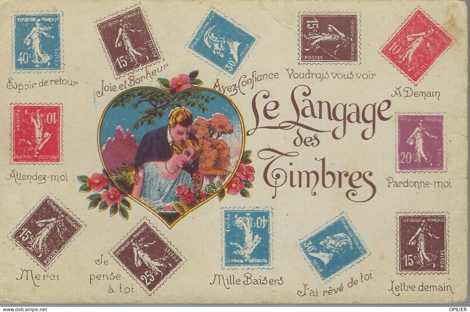 Le Langage Des Timbres  Semeuse  Pasteur Non Voyagé - Stamps (pictures)