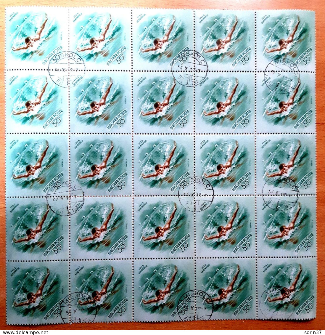 Hungria Pliego 25 Sellos Año 1953 Usado Deportes Acuáticos Natación - Used Stamps