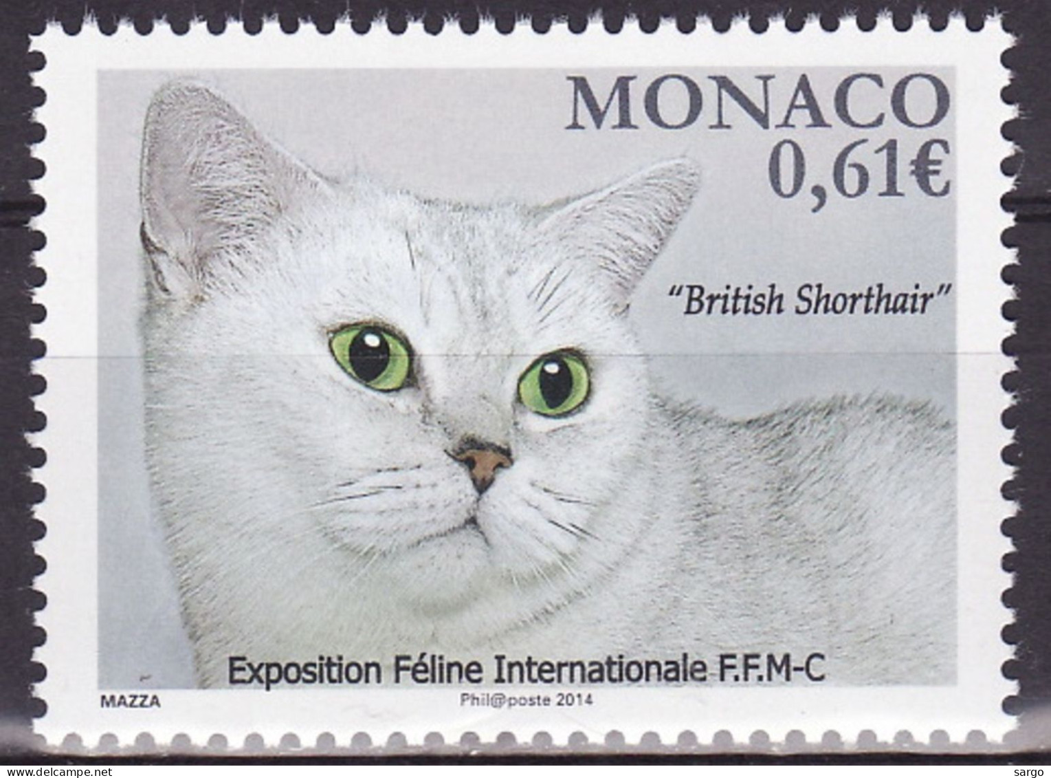 MONACO - 2014 - FAUNA - ANIMALS -  CAT - CATS - GATTI - 1 V - MNH - - Katten