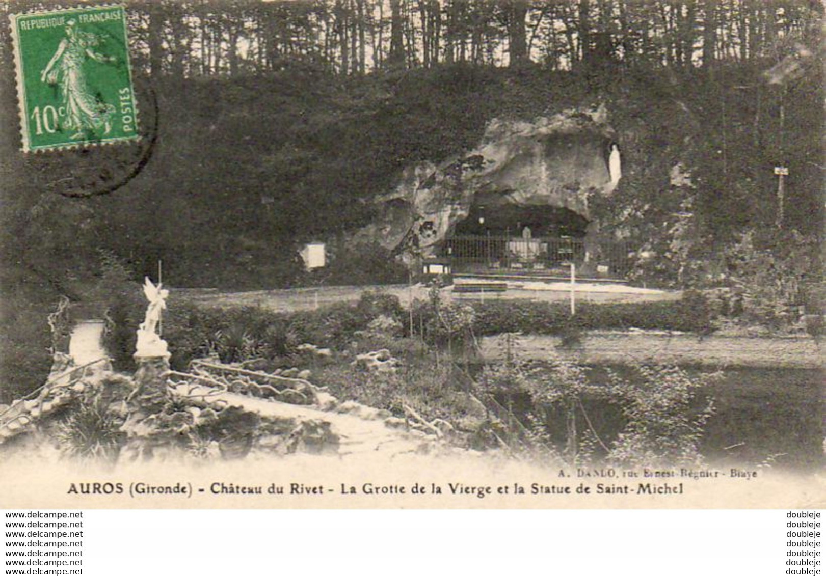 D33  AUROS  Château Du Rivet  La Grotte De La Vierge Et La Statue De Saint Michel - Langon