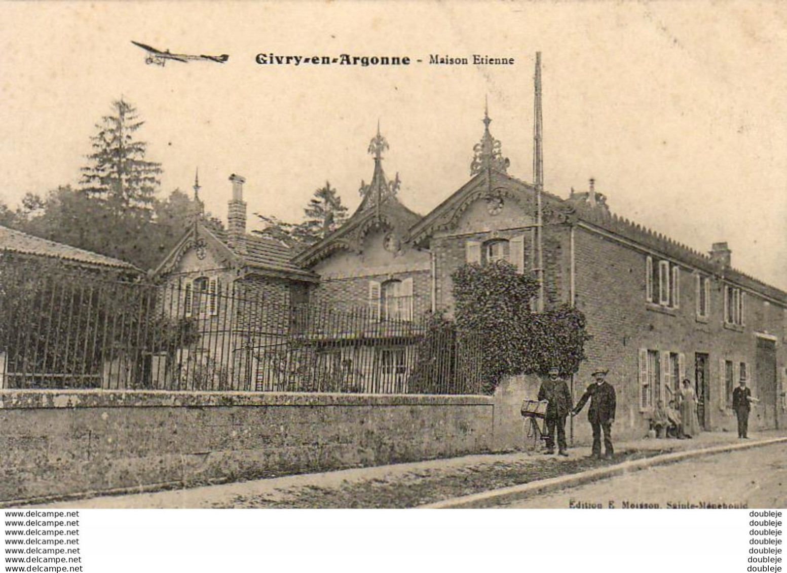 D51  GIVRY EN ARGONNE Maison Etienne ( Facteur En Tournée - Aéroplane -Usine De Machines à Battre )  .......  ( REP2159) - Givry En Argonne