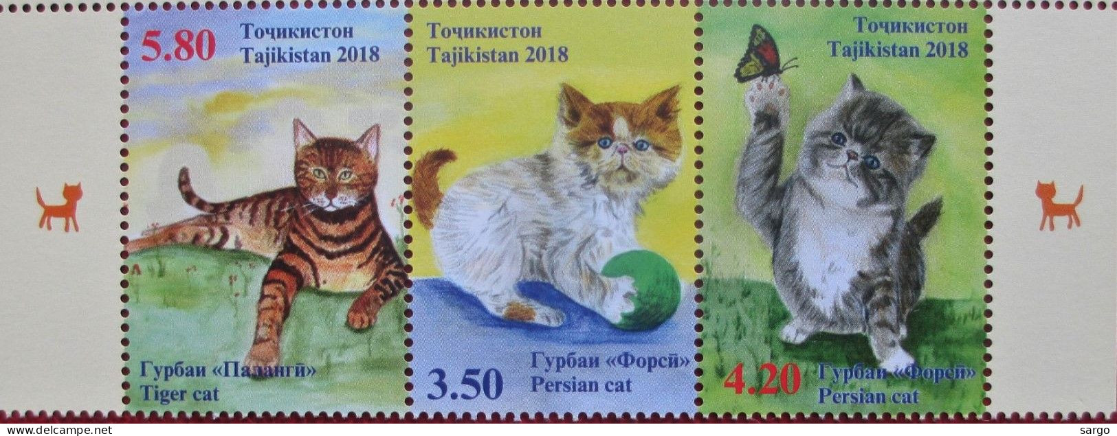 TAJIKISTAN - 2013 - FAUNA - ANIMALS -  CAT - CATS - GATTI - 3 V - MNH - - Chats Domestiques