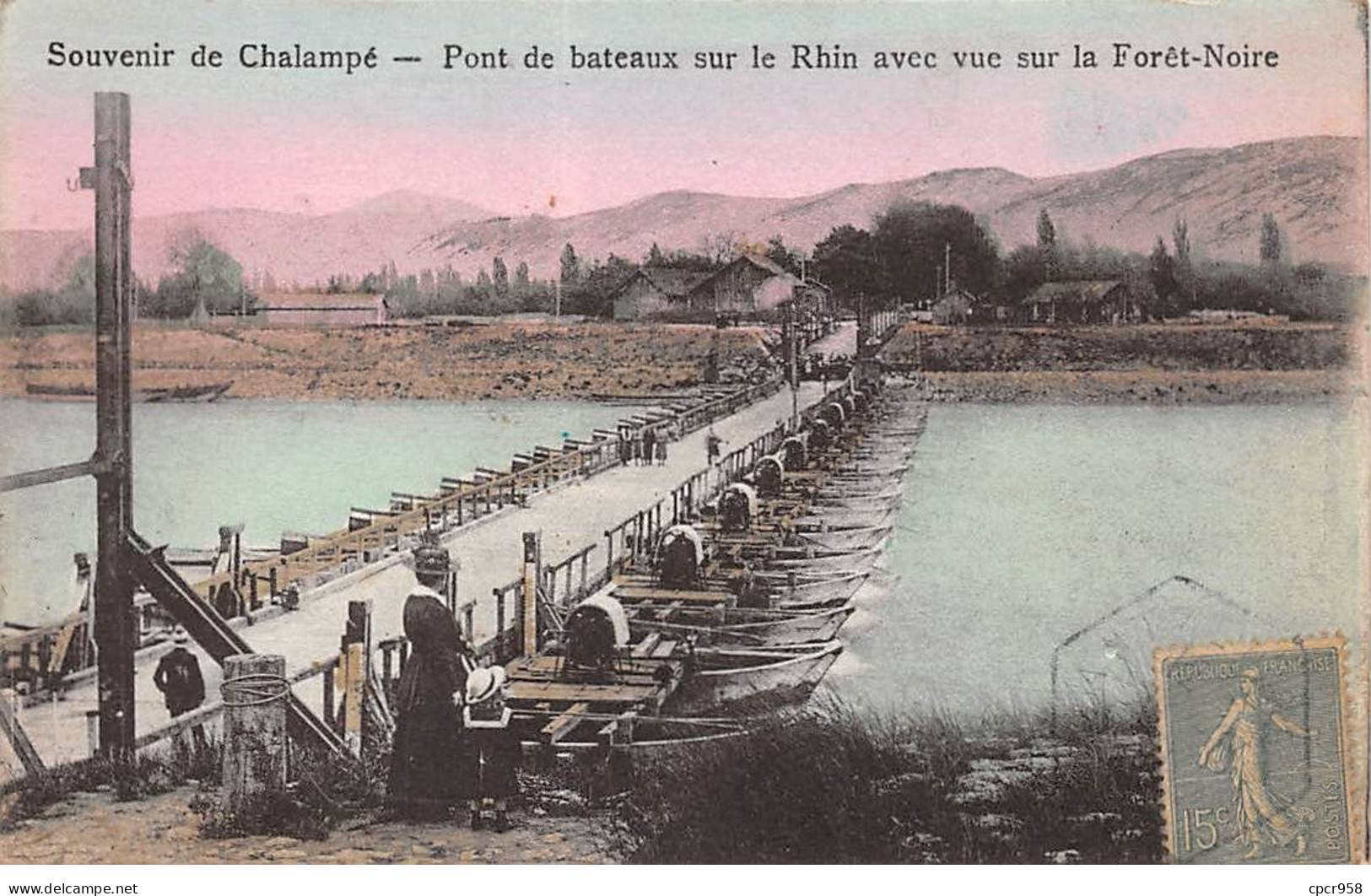 68 - CHALAMPE - SAN34877 - Pont De Bateaux Sur Le Rhin Avec Vue Sur La Forêt Noire - Chalampé