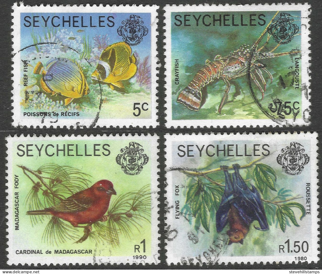 Seychelles. 1977 Marine Life. 4 Used Values To 1r50.  SG 404A Etc. M4017 - Seychelles (1976-...)