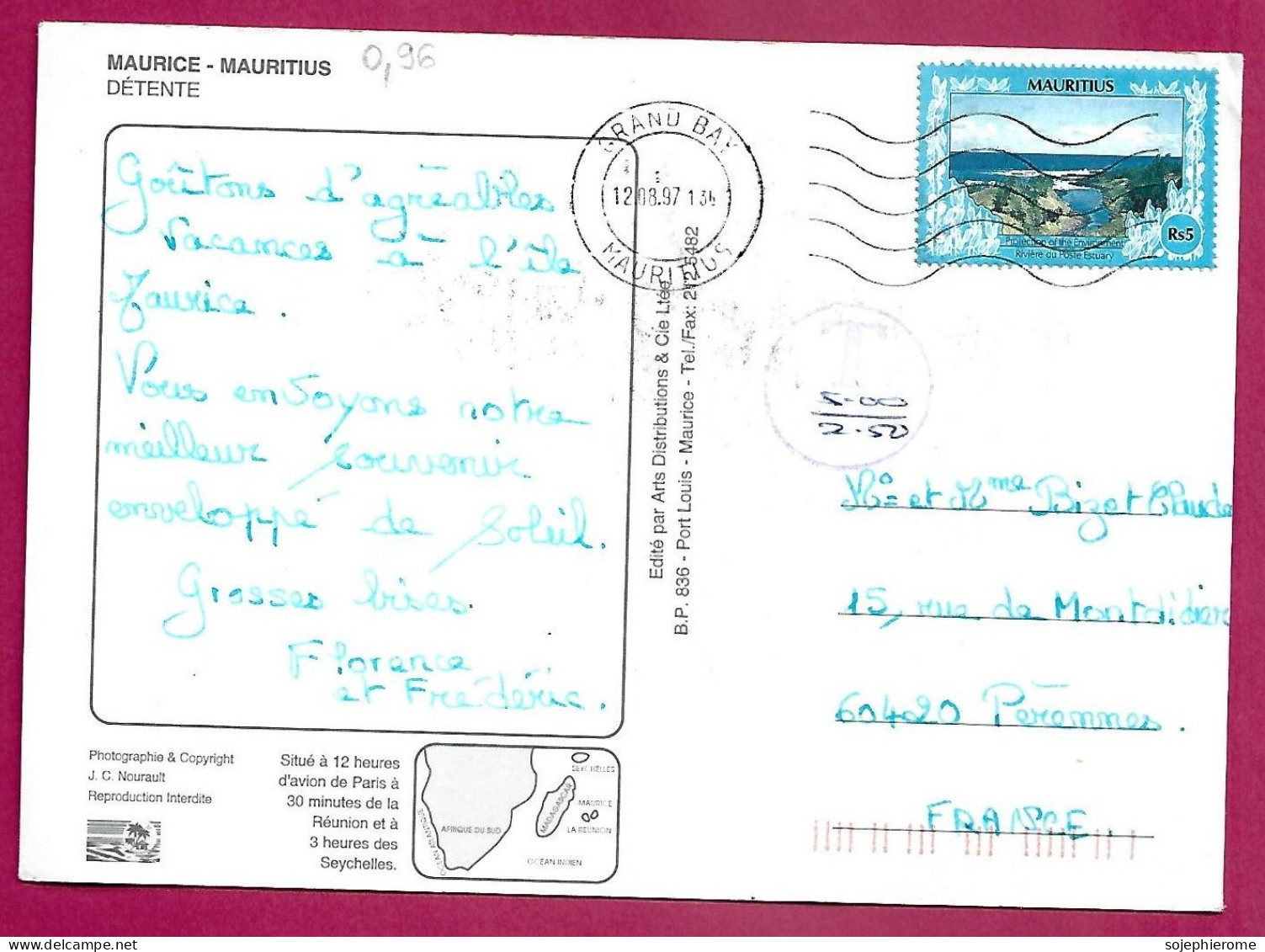 + Mauritius Maurice Détente 2scans 12-08-1997 Timbre Stamp - Mauritius