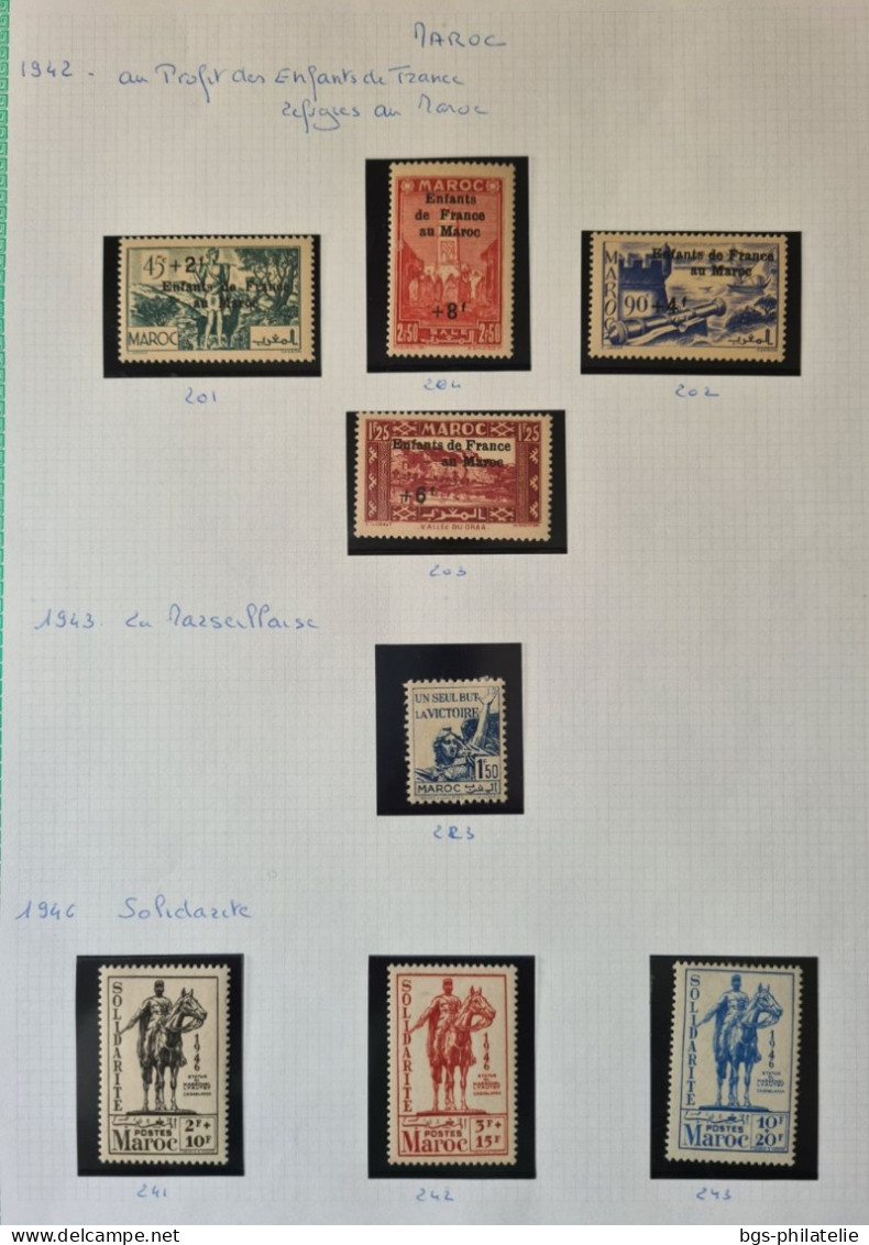 Collection de timbres du Maroc.