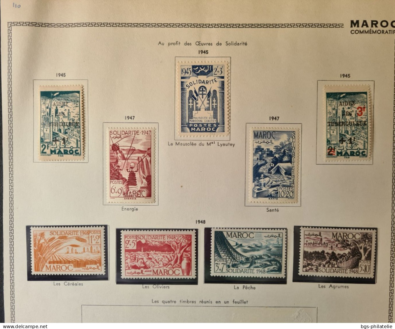 Collection de timbres du Maroc.