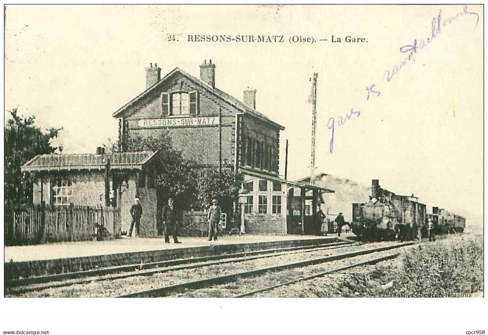 60.RESSONS SUR MATZ.n°20438.LA GARE.TRAIN - Ressons Sur Matz