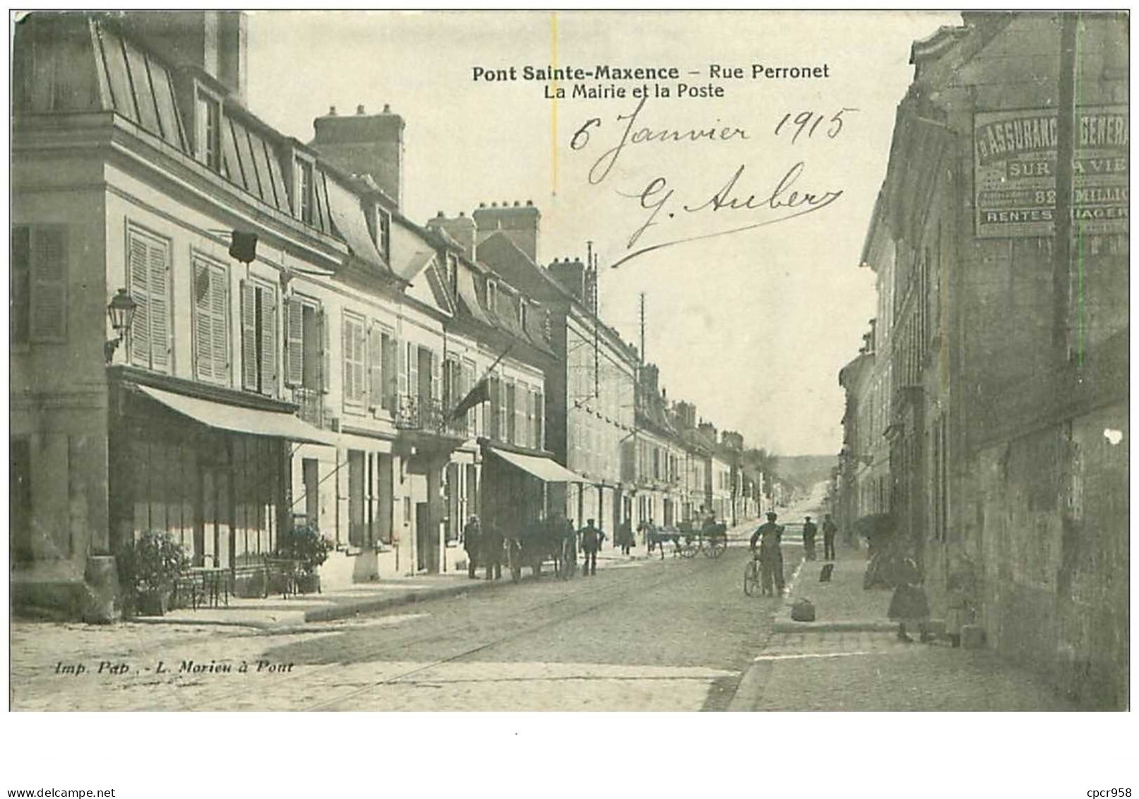 60.PONT SAINTE MAXENCE.n°17359.RUE PERRONET.LA MAIRIE ET LA POSTE.PLIE - Pont Sainte Maxence