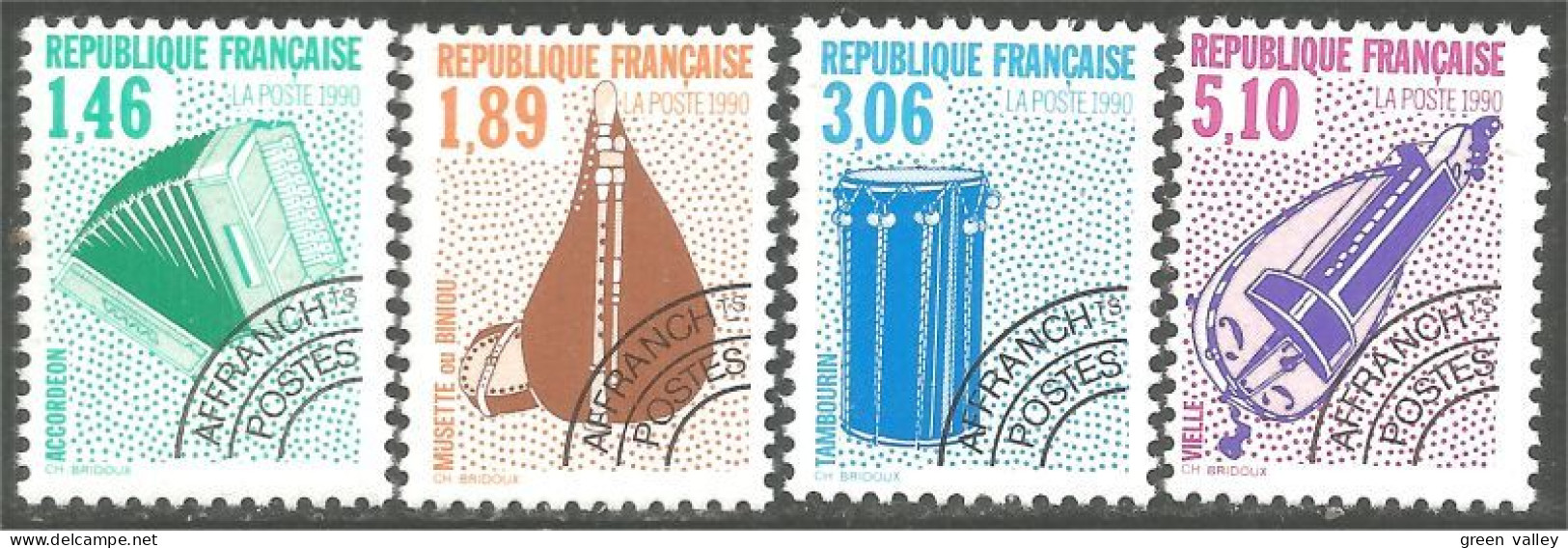 330 France Yv 206-207 Music Musique Accordeon Biniou Bagpipe Drum Tambour Cornemuse Préoblitéré MNH ** Neuf SC (77b) - Música