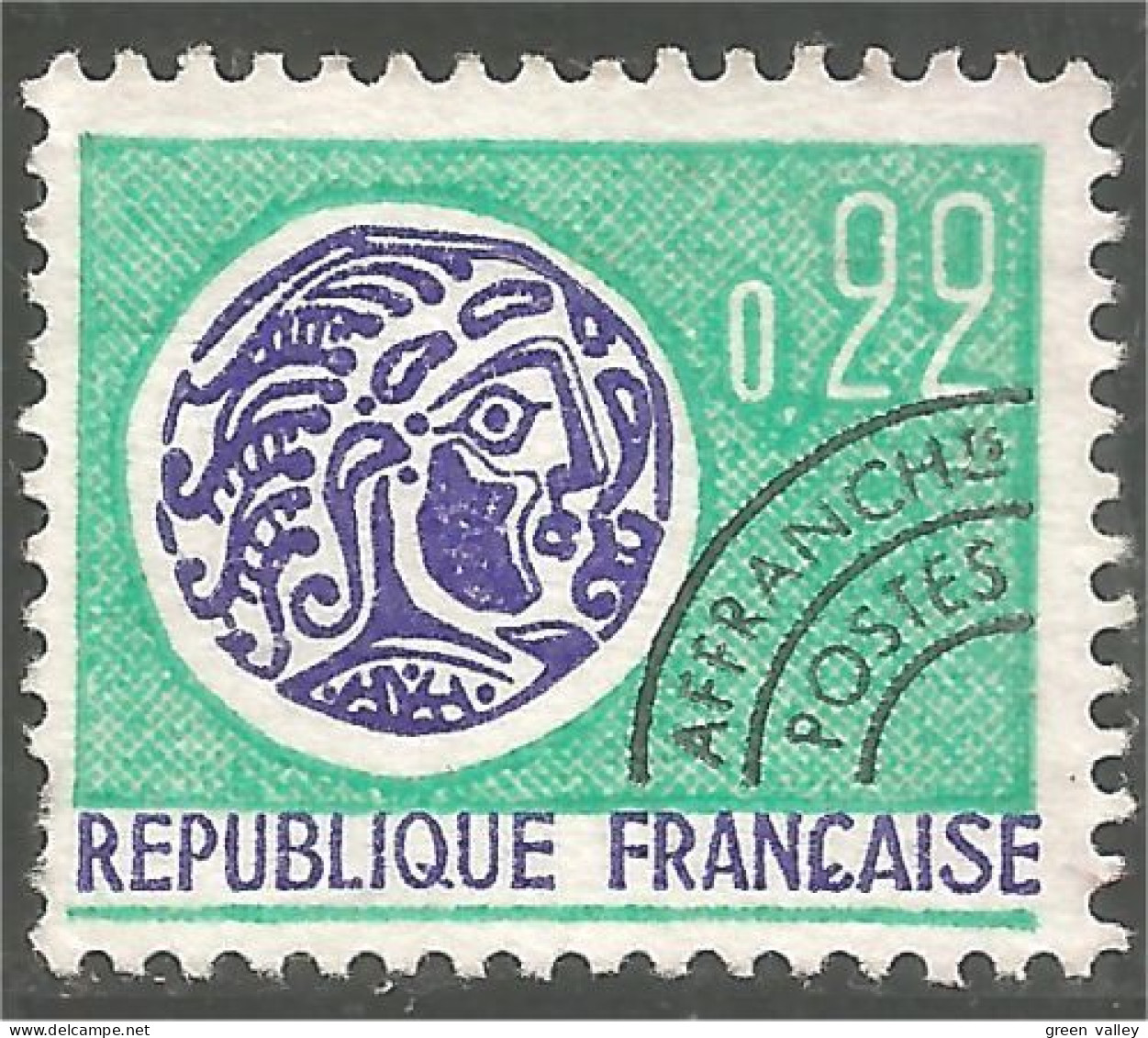 330 France Yv 125 Monnaie Gauloise 22c Préoblitéré Precancel (53) - 1964-1988