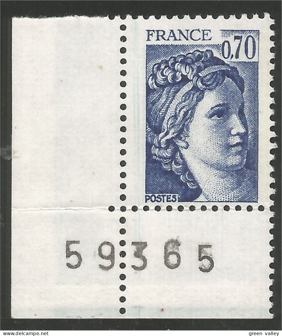 329 France Sabine De Gandon 70c Coin Numéroté MNH ** Neuf SC (606) - 1977-1981 Sabine (Gandon)