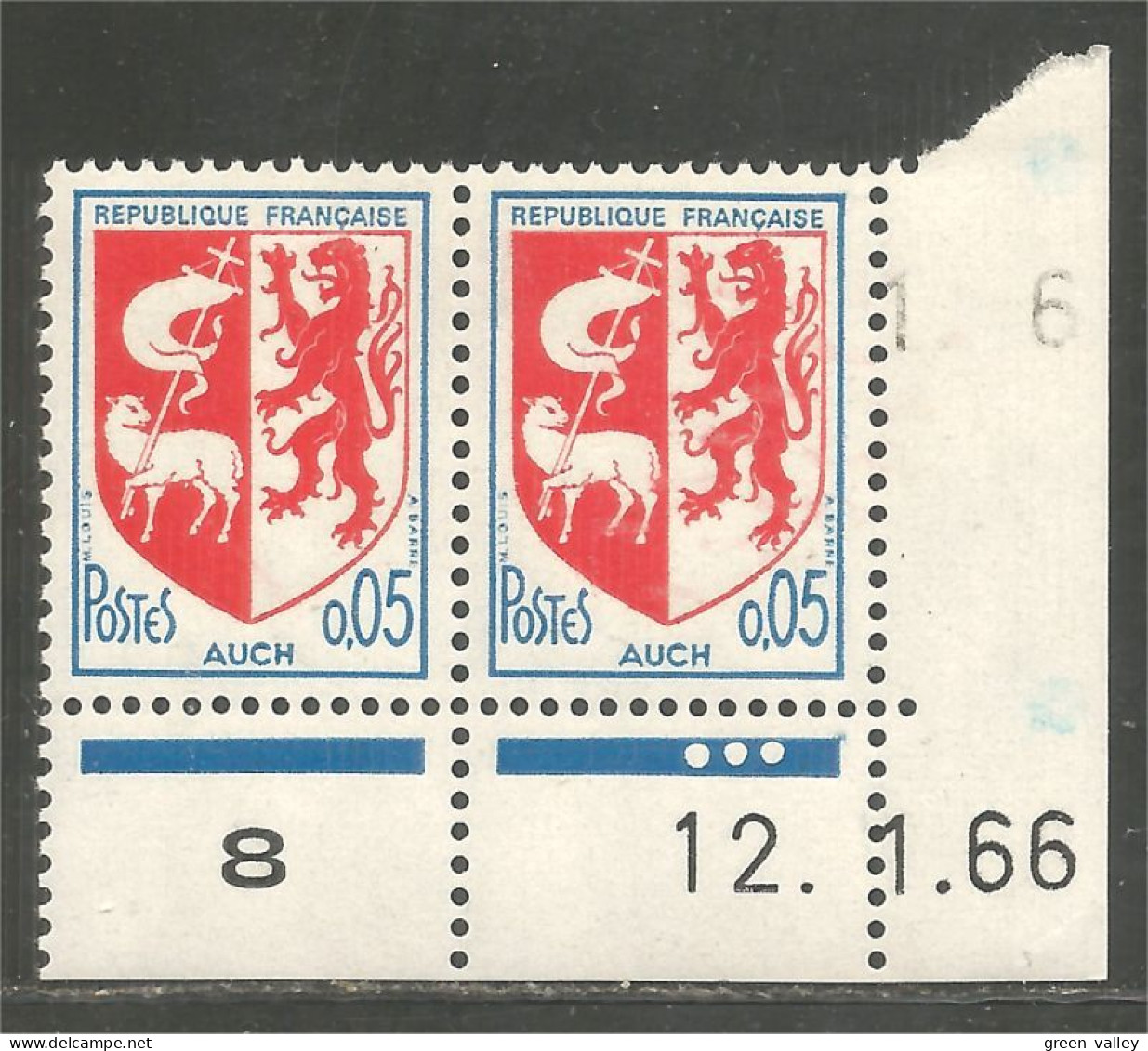 329 France Armoiries Coat Arms Auch Mouton Sheep Lion Coin Daté MNH ** Neuf SC (503) - Briefmarken