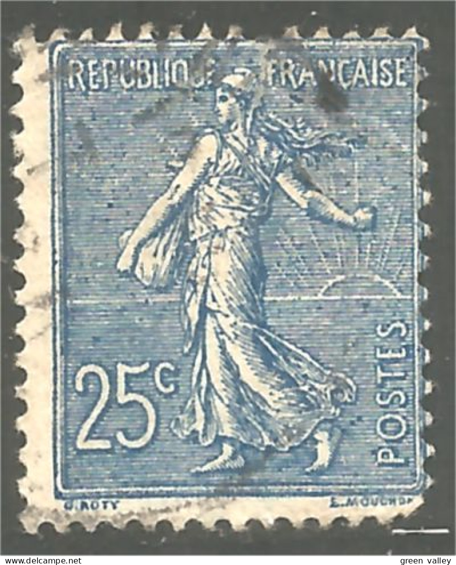 329 France Yv 131 Semeuse Lignée 25c Bleu (384a) - 1903-60 Säerin, Untergrund Schraffiert