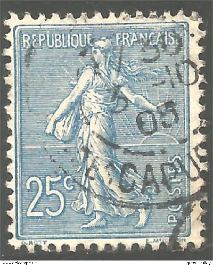 329 France Yv 131 Semeuse Lignée 25c Bleu (384b) - 1903-60 Sower - Ligned