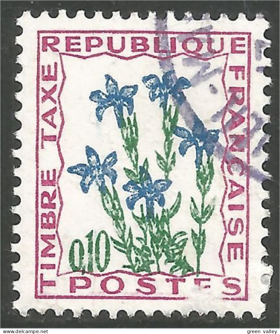 330 France Yv 96 Taxe 10c Gentiane Gentian Fleur Flower Blume (175c) - 1960-.... Afgestempeld